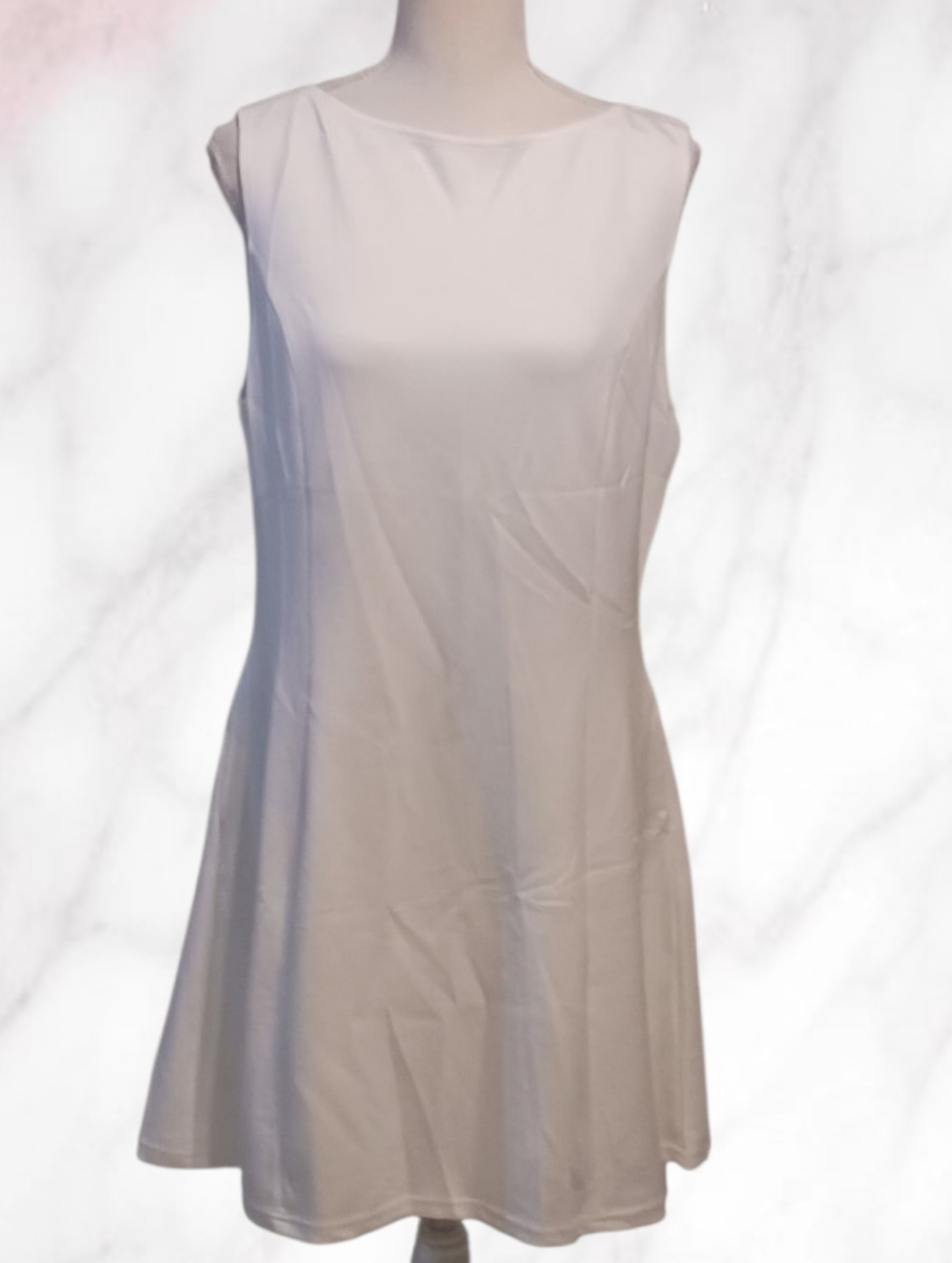 Summer Sleeveless Dress Classic A-line Knee Length Off-white W/side Pockets. XL